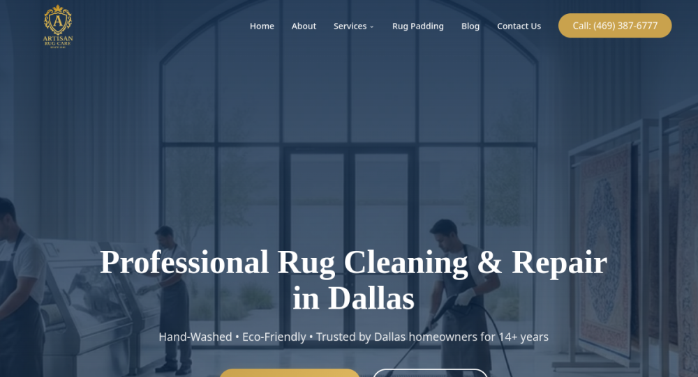 DFW Artisan Rug Care Website Screenshot