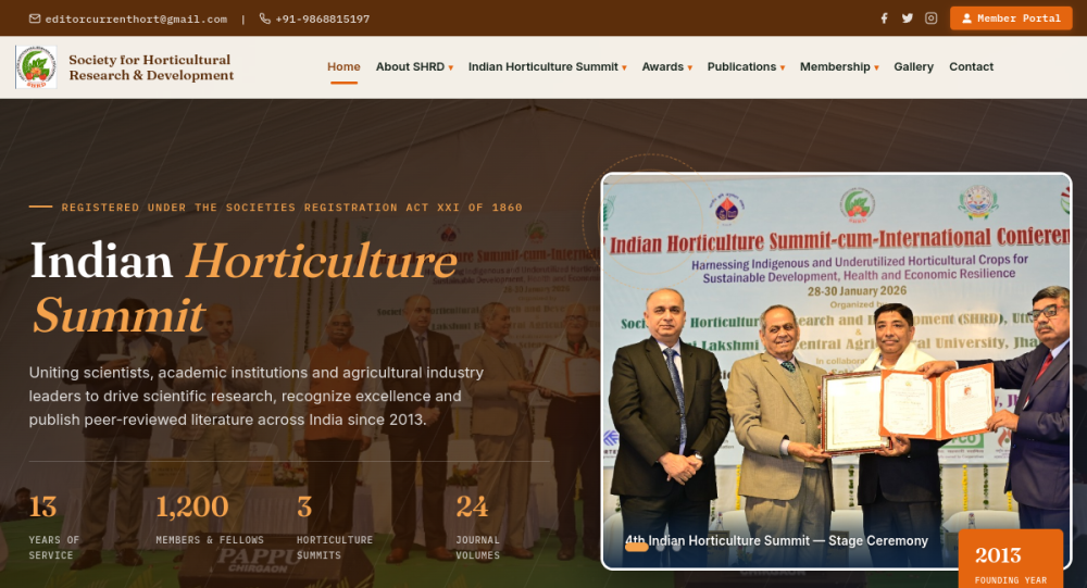 SHRD Horticultural Society Website Screenshot