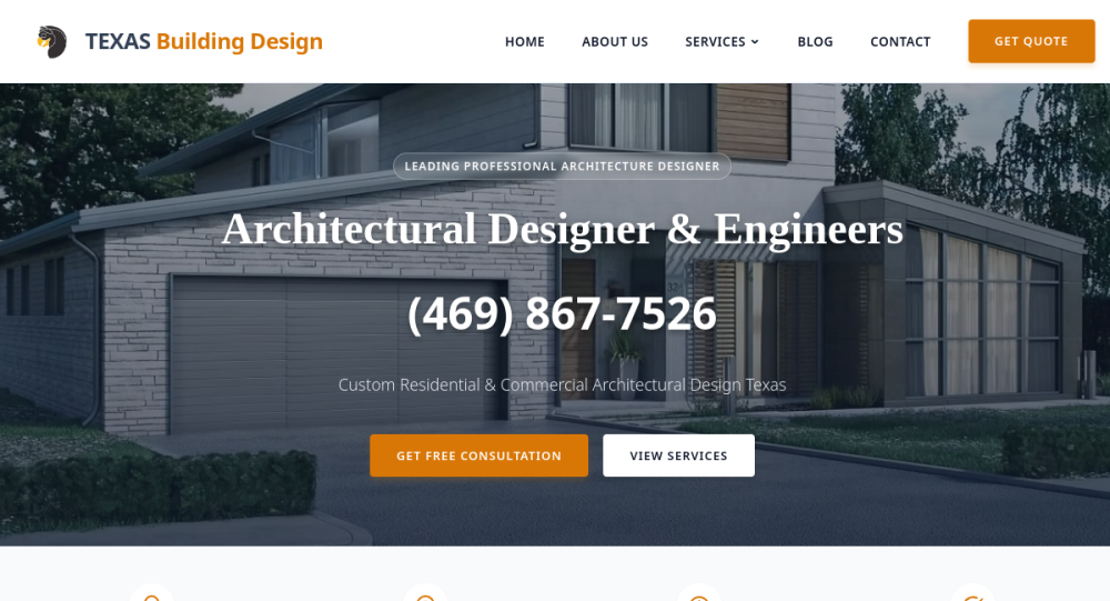 Texas Building Design Website Screenshot